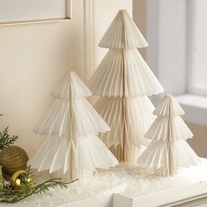Holiday Time Paper Christmas Tree White Decorations 3 Count